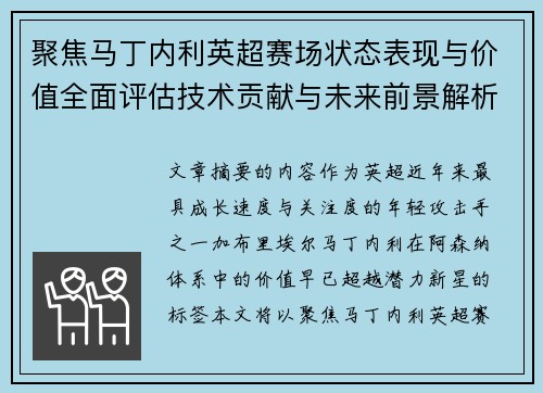 聚焦马丁内利英超赛场状态表现与价值全面评估技术贡献与未来前景解析